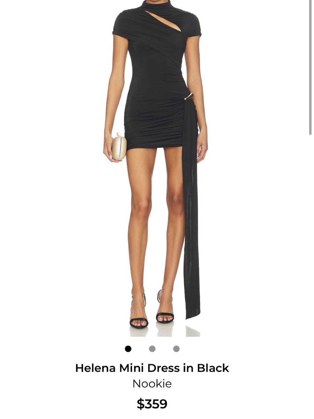 Nookie Black Asymmetric Helena Mini Dress with Side Sash